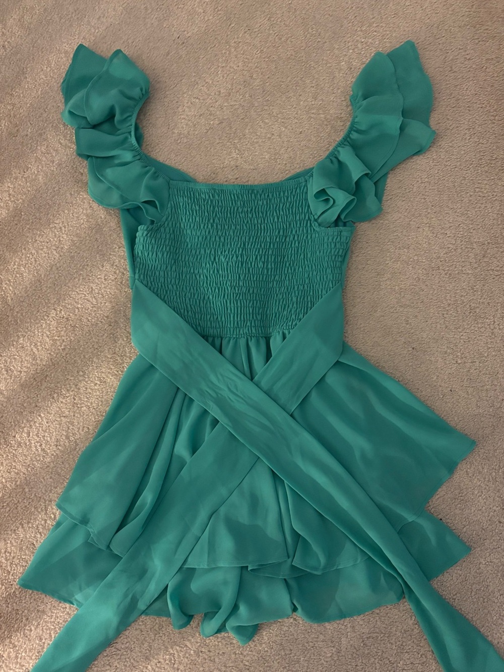 Altar'd State Teal Ruffled Romper - Picture 2 of 2